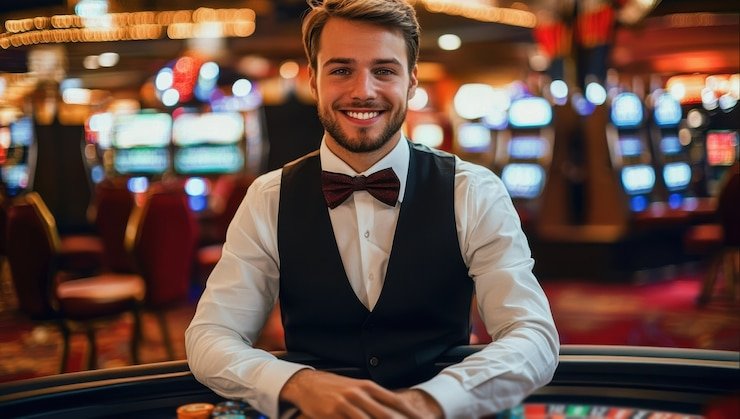 Antarmuka aplikasi payungtoto menampilkan meja live-dealer dan menu navigasi